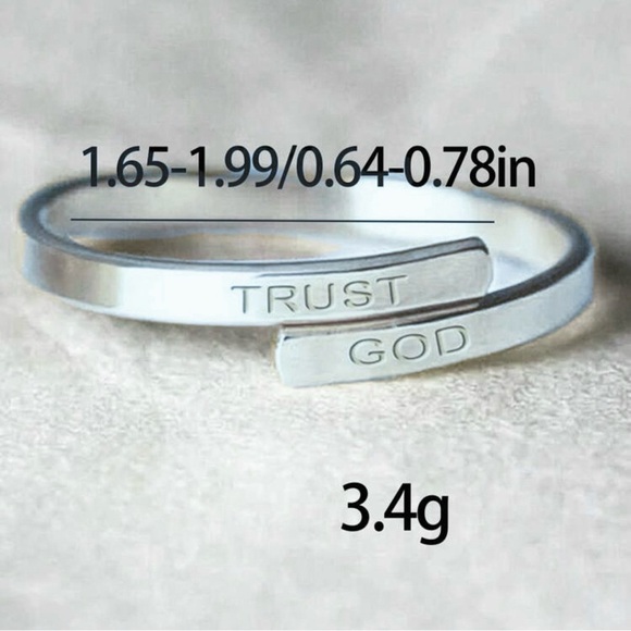 Trust God Silver Color Adjustable Ring - Picture 4 of 4
